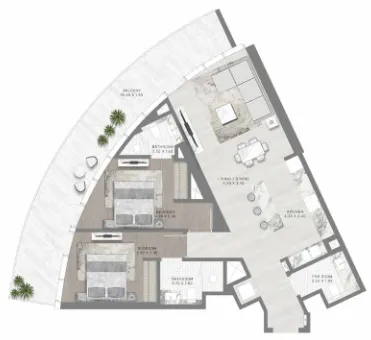 Altitude de Grisogono 2 bed floor plan, 1,457 sqft
