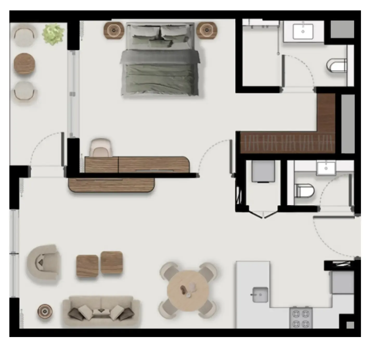 Boulevard Park at Wasl Gate 1 bed floor plan, 841 sqft