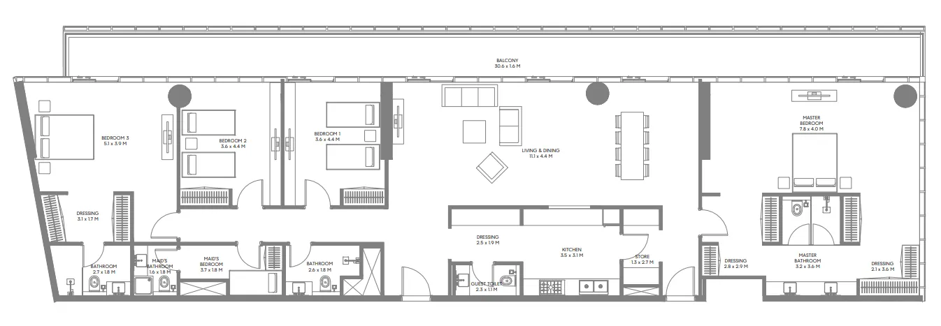 The Gate 3 and 4 4 bed floor plan, 3,187 sqft