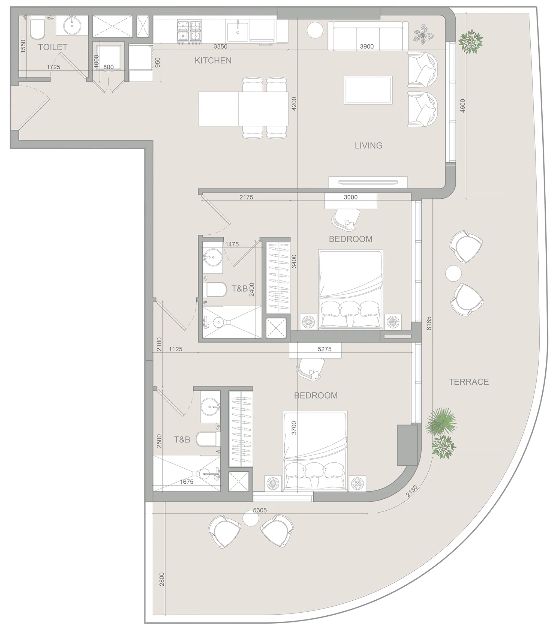 S1LV1ANA Park 2 bed floor plan, 1,566 sqft