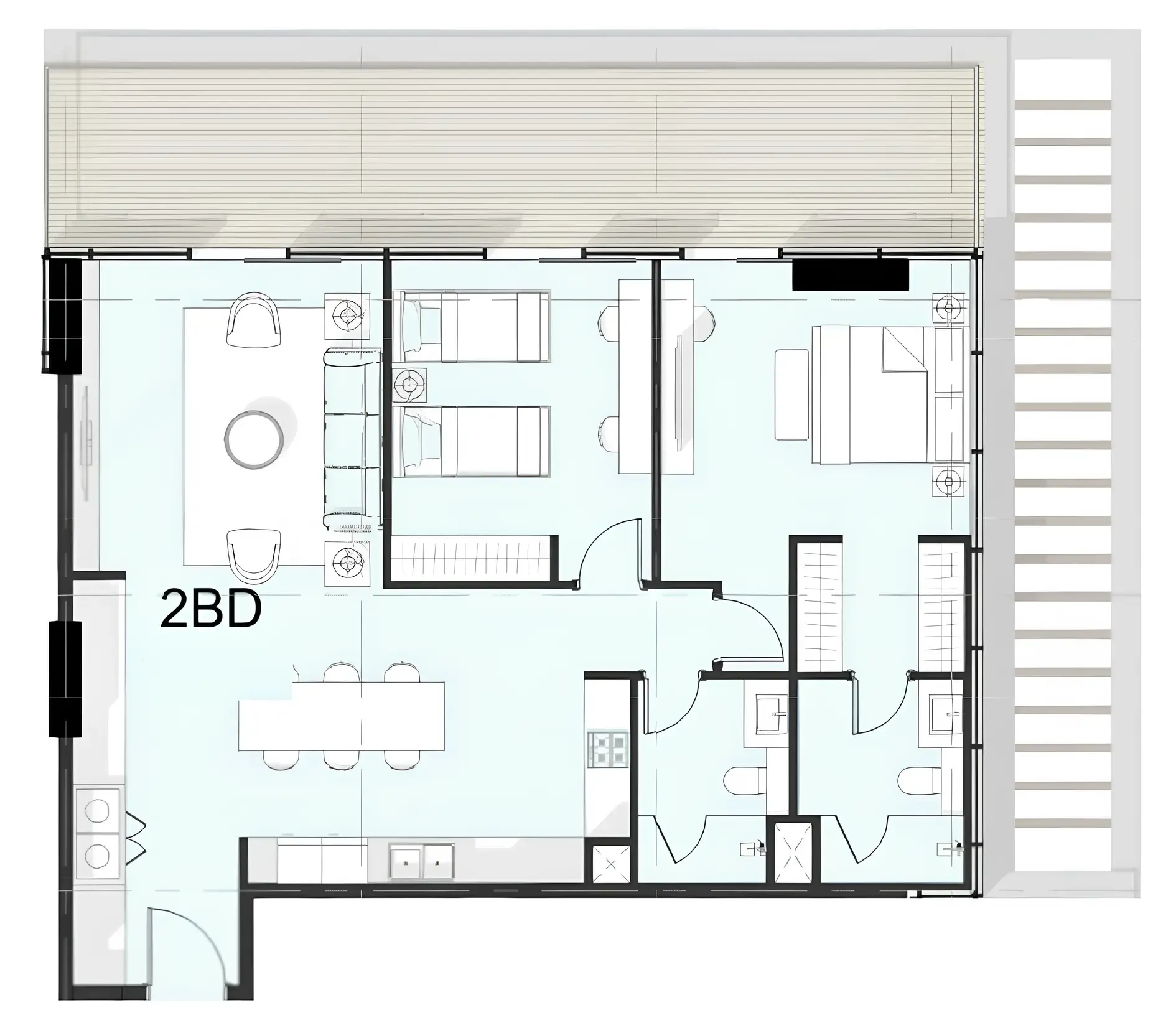Cove Boulevard 2 bed floor plan, 1,433 sqft
