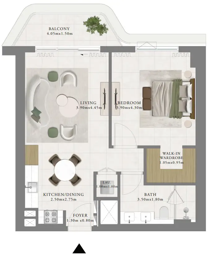 Sera 1 1 bed floor plan, 776 sqft