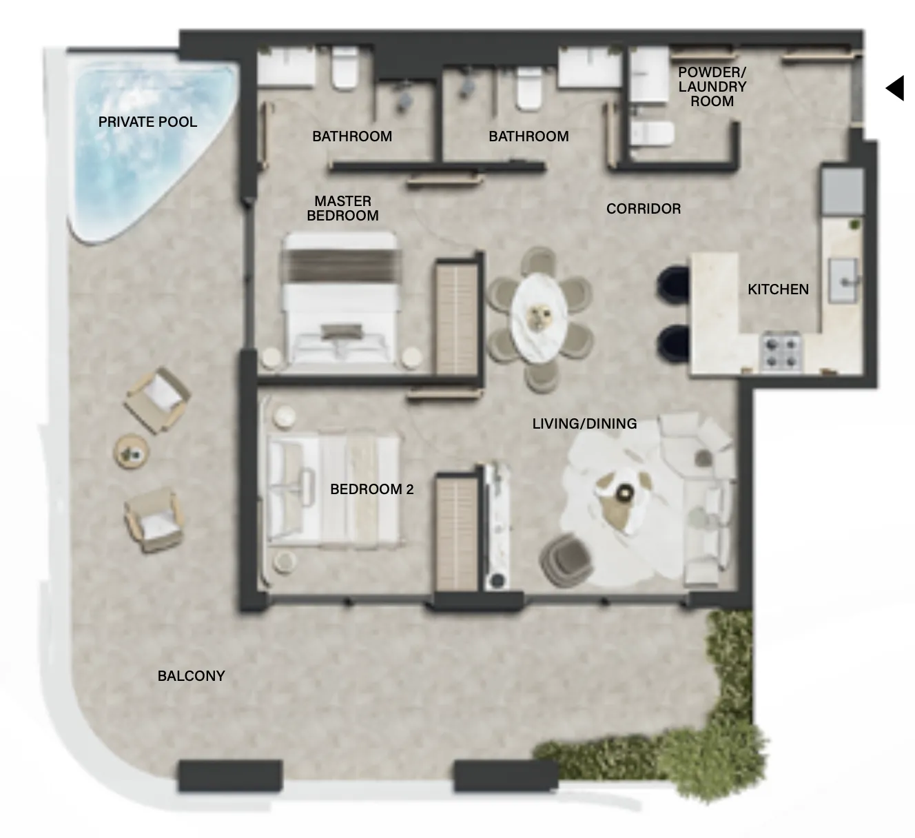 Weybridge Gardens 4 2 bed floor plan, 1,208 sqft