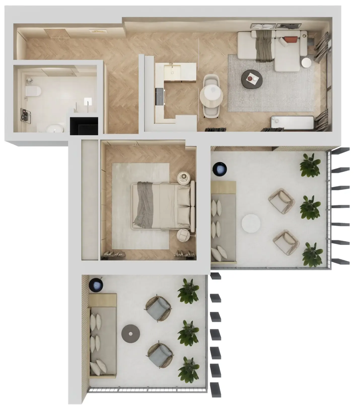 Arisha Terraces 1 bed floor plan, 965 sqft