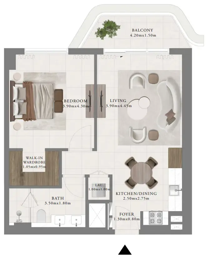 Sera 2 1 bed floor plan, 778 sqft