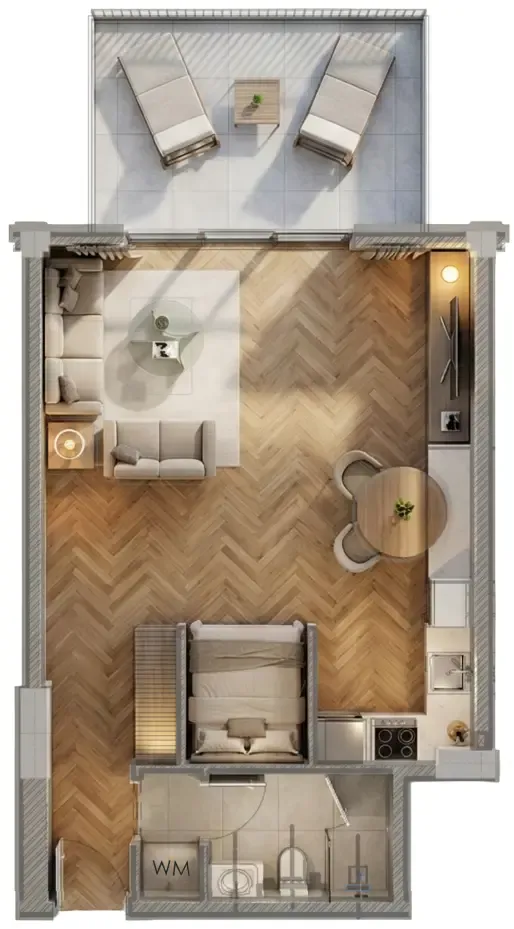 Armas By Zenith Studio floor plan, 677 sqft