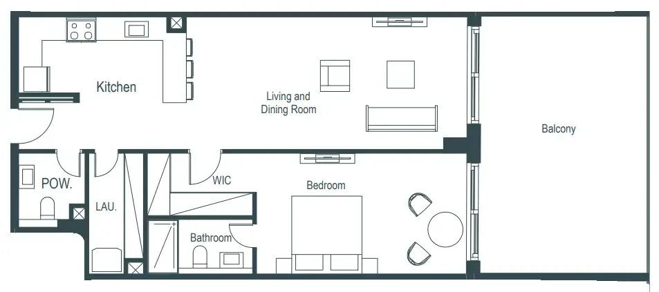 Whitestone Residences 1 bed floor plan, 1,159 sqft