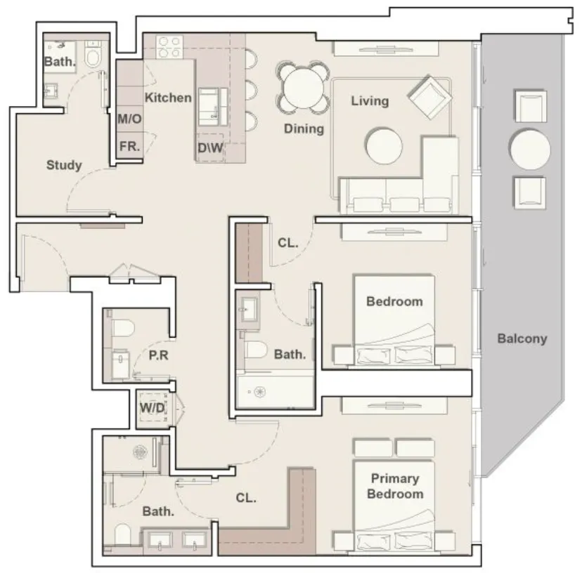 Eltiera Views 2 bed floor plan, 1,405 sqft