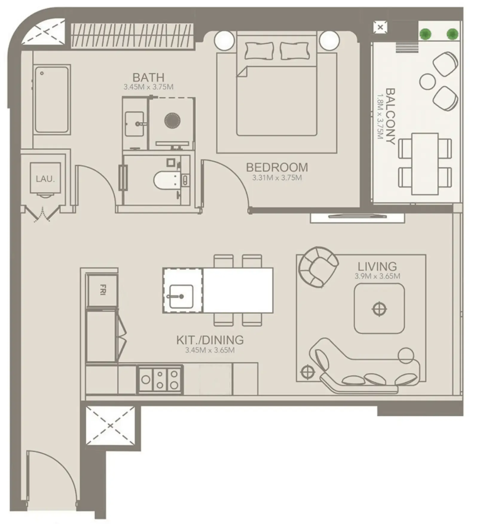 Golf Grove by Regent 1 bed floor plan, 765 sqft