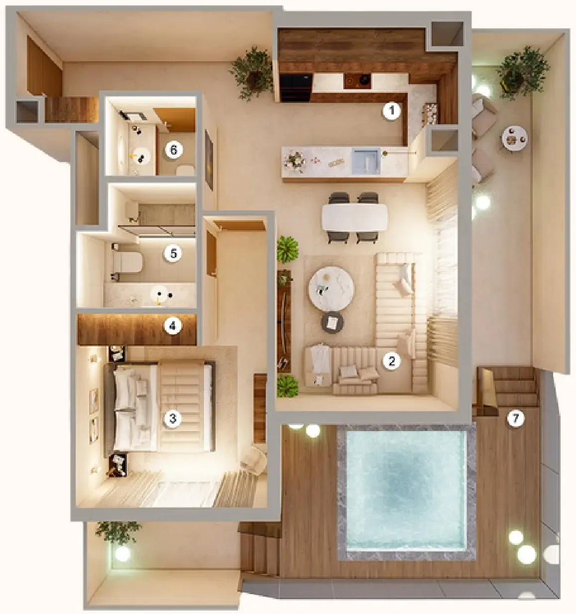 Q Gardens Aliya 1 bed floor plan, 1,215 sqft