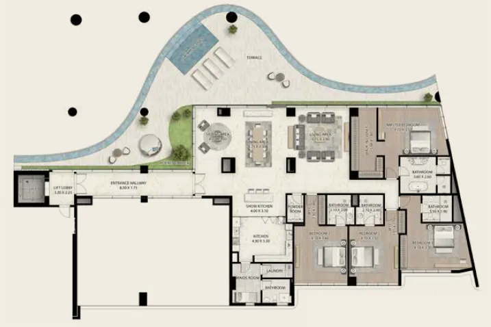 Cavalli Couture 4 bed floor plan, 6,127 sqft