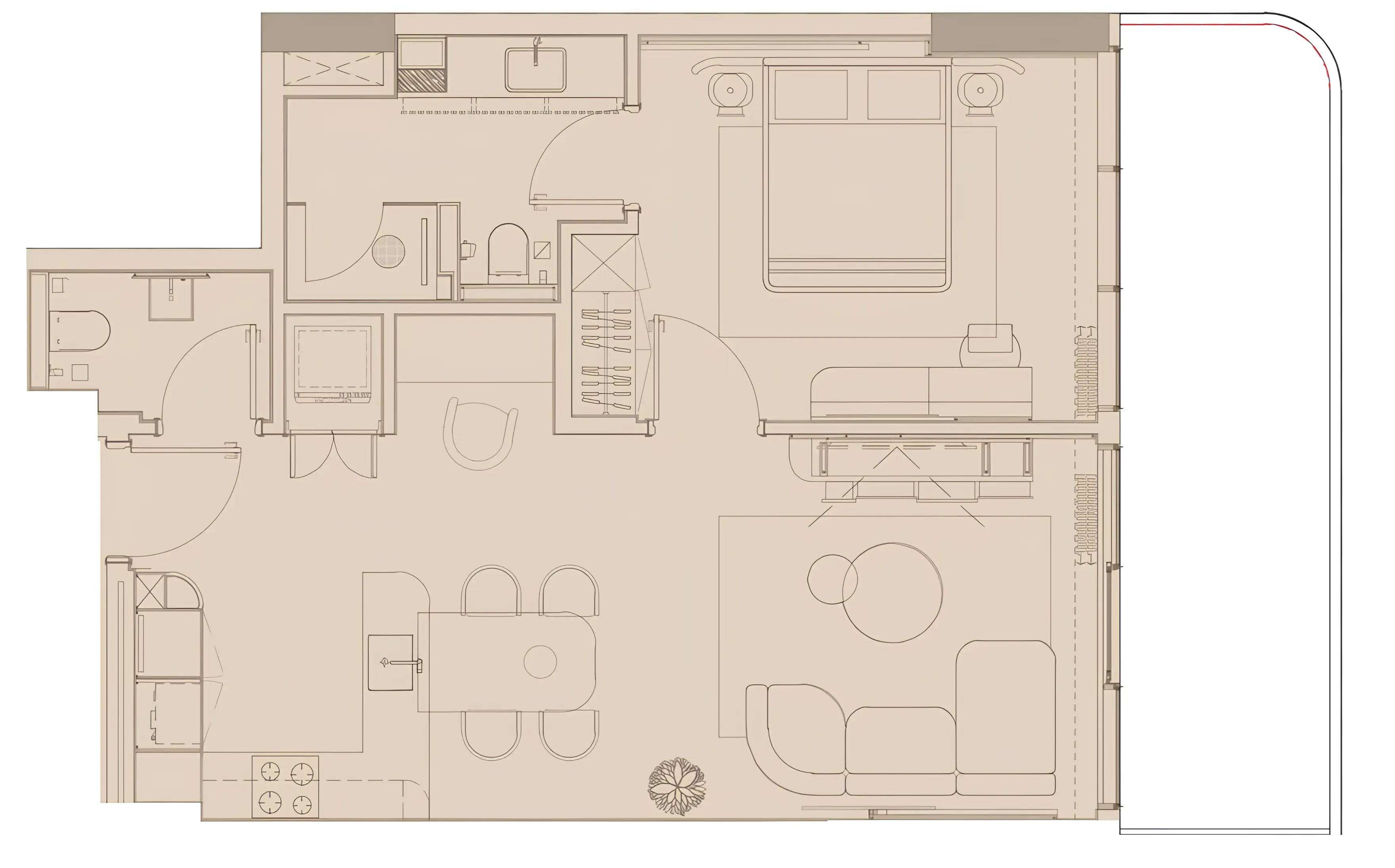 Pearl House IV 1 bed floor plan, 851 sqft