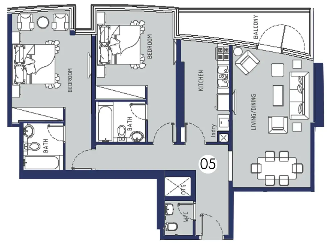 Amaris Tower 2 bed floor plan, 1,249 – 1,685 sqft