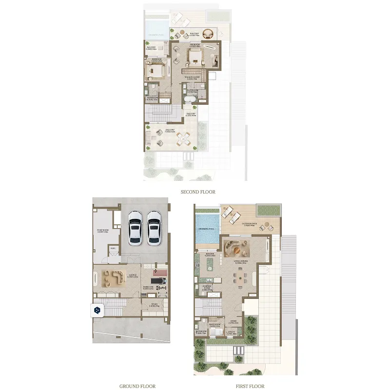 Nasim Al Bahr Residences 2 bed floor plan, 5,505 sqft