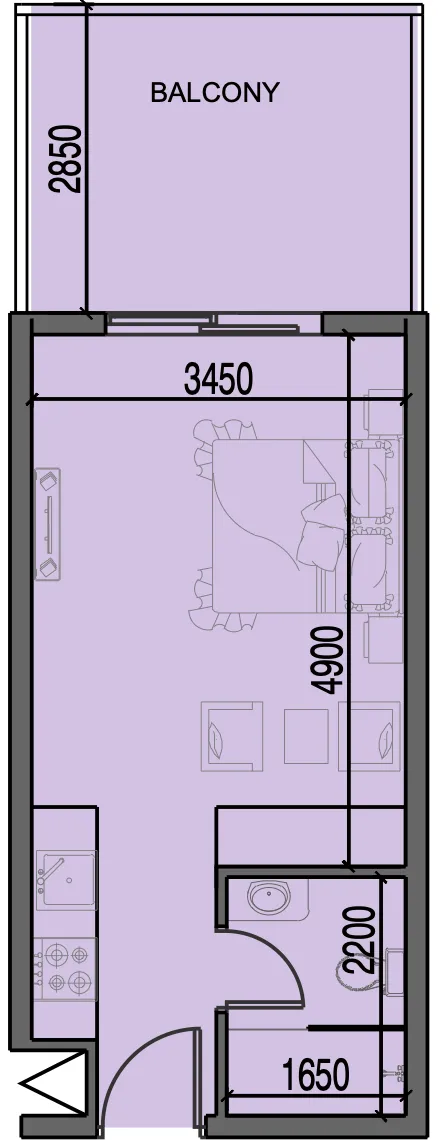 Al Haseen Residences 3 Studio floor plan, 400 sqft