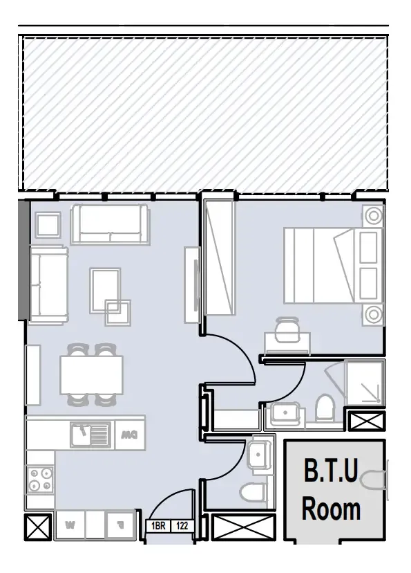 Verdana III 1 bed floor plan, 742 sqft