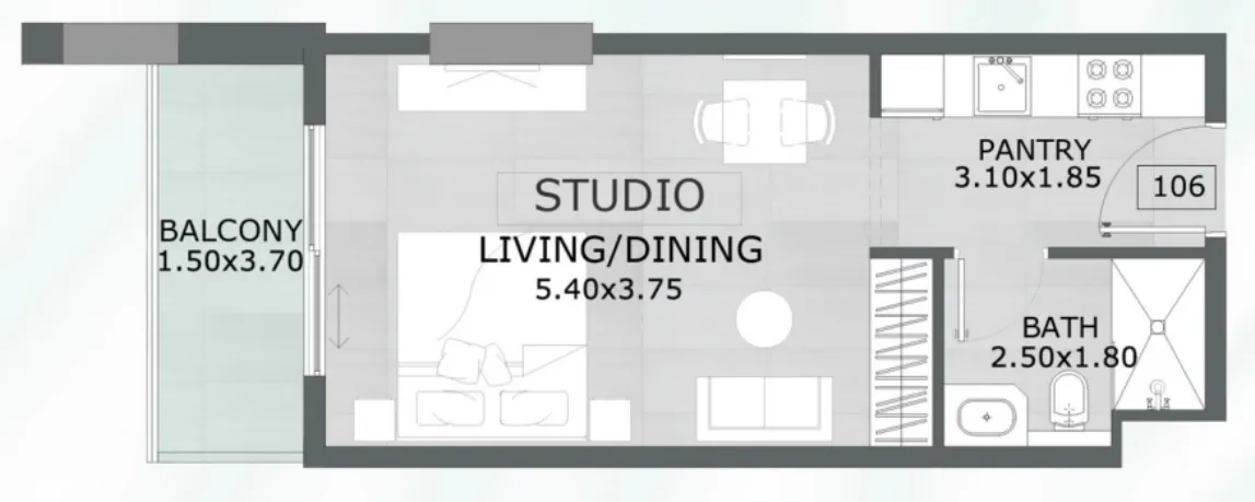 Floarea Grande Studio floor plan, 426 sqft
