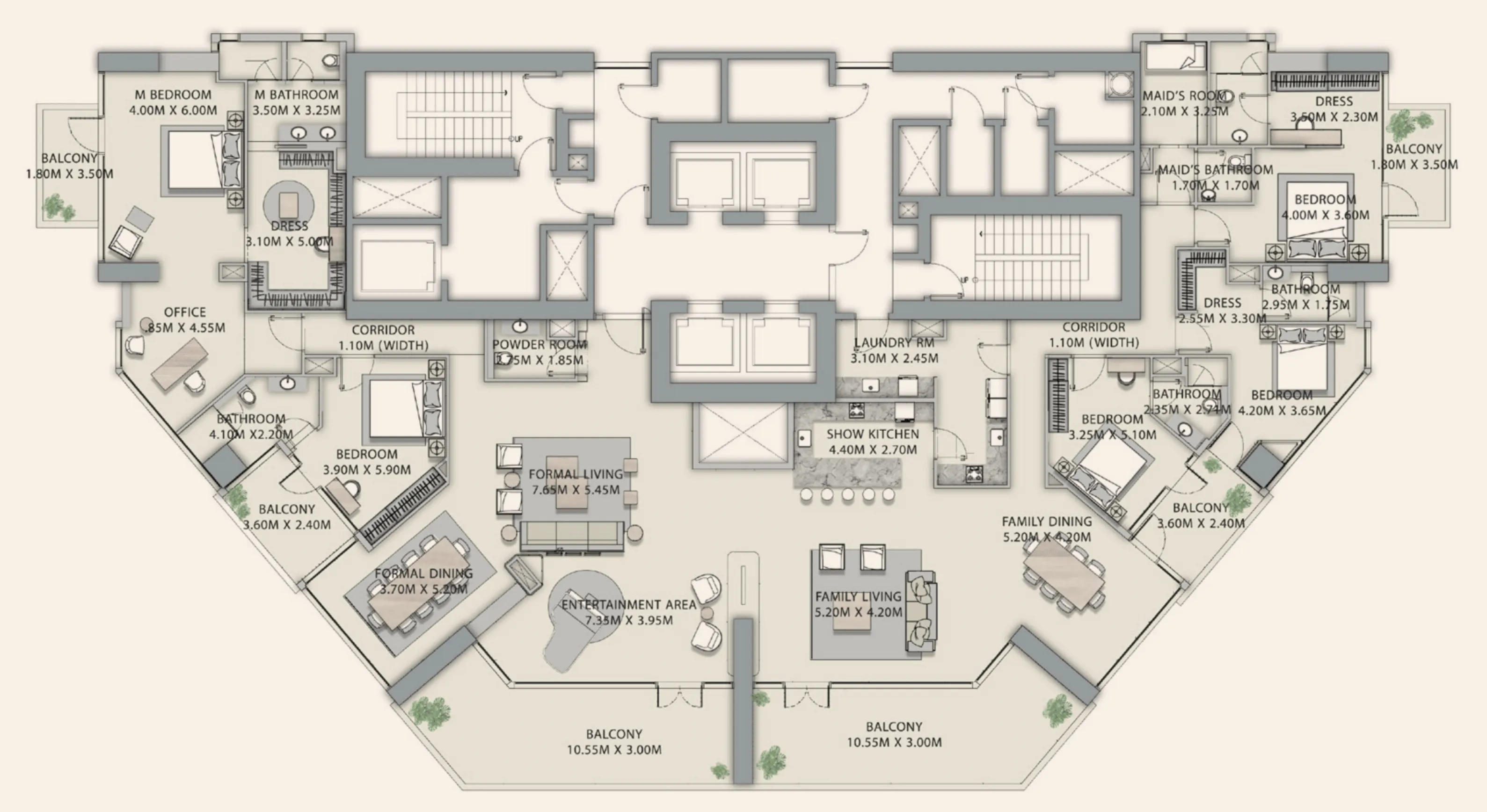 Velor Penthouses 5 bed floor plan, 6,018 sqft
