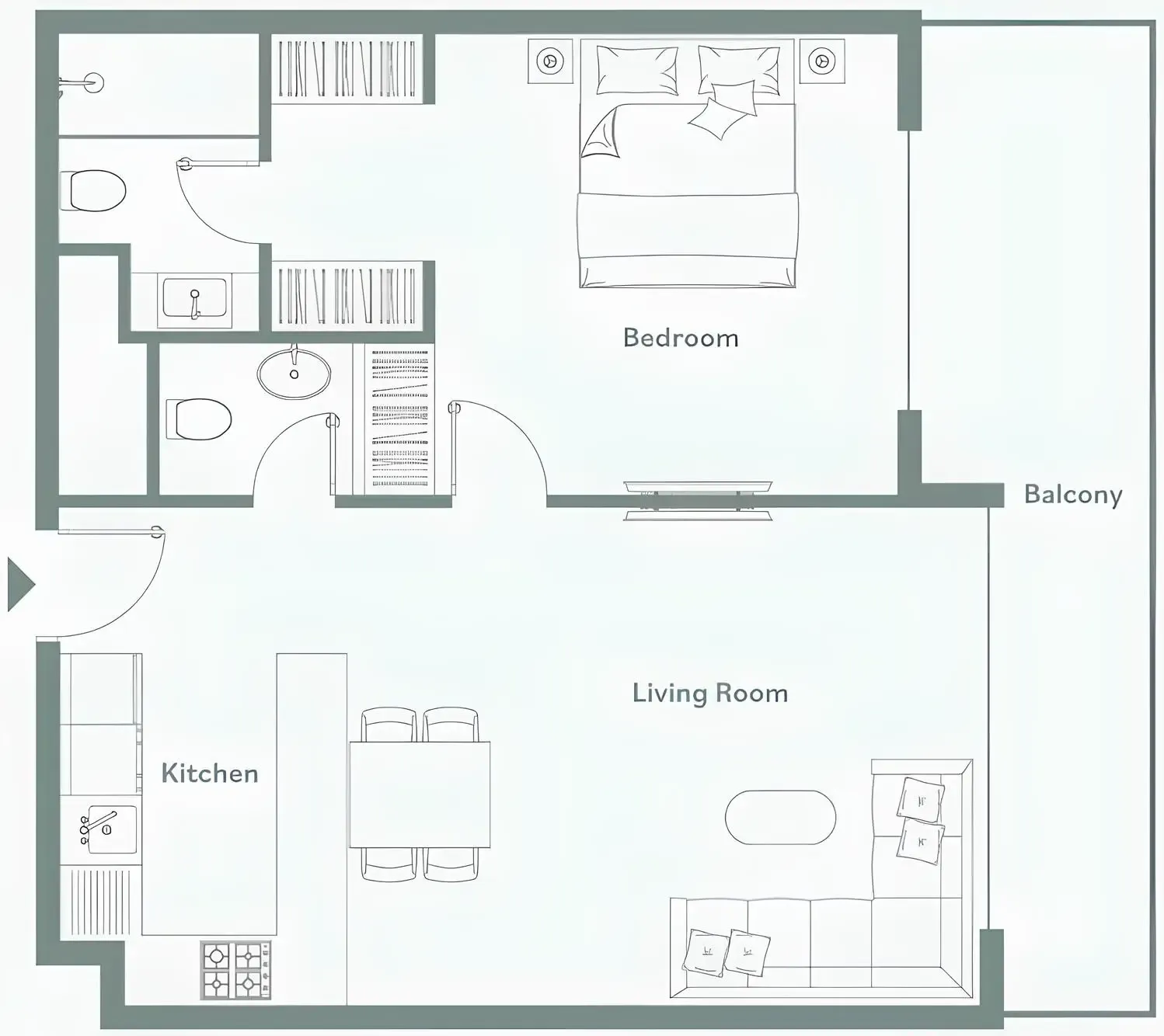 Luma Park Views 1 bed floor plan, 838 – 849 sqft