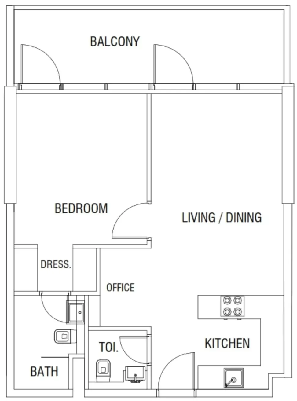 Oceanz 1 bed floor plan, 746 sqft