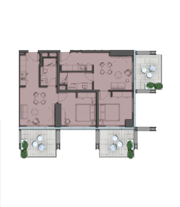 The Symphony by Imtiaz 1 bed floor plan, 732 – 773 sqft