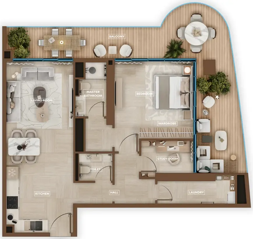 Sky Hills Astra 1 bed floor plan, 1,206 sqft