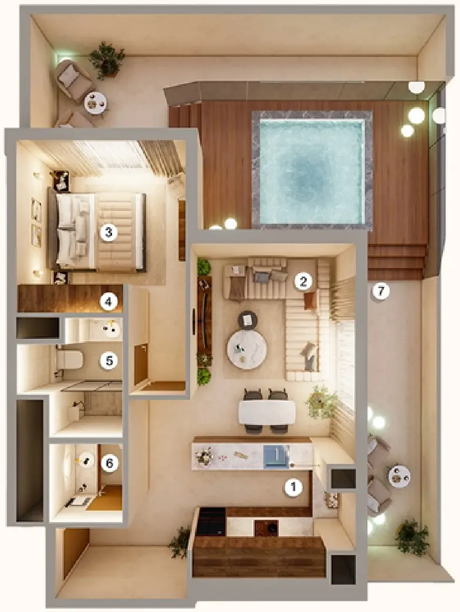 Q Gardens Aliya 1 bed floor plan, 1,304 sqft
