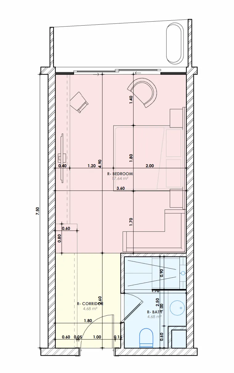 Regent Yacht Studio floor plan, 353 sqft