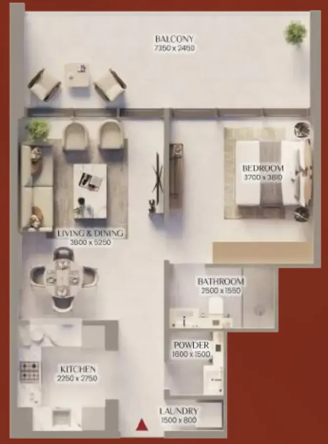 Bliss Tower 1 bed floor plan, 797 sqft