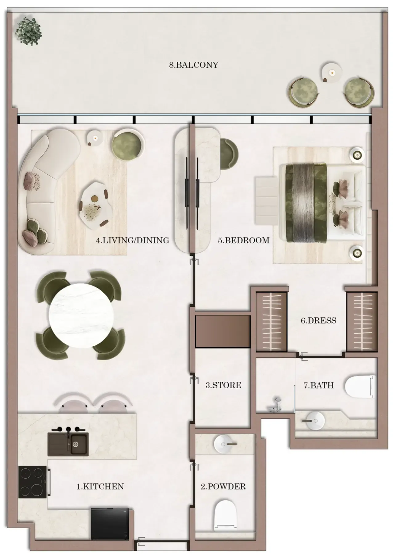 Havencia 1 bed floor plan, 767 sqft