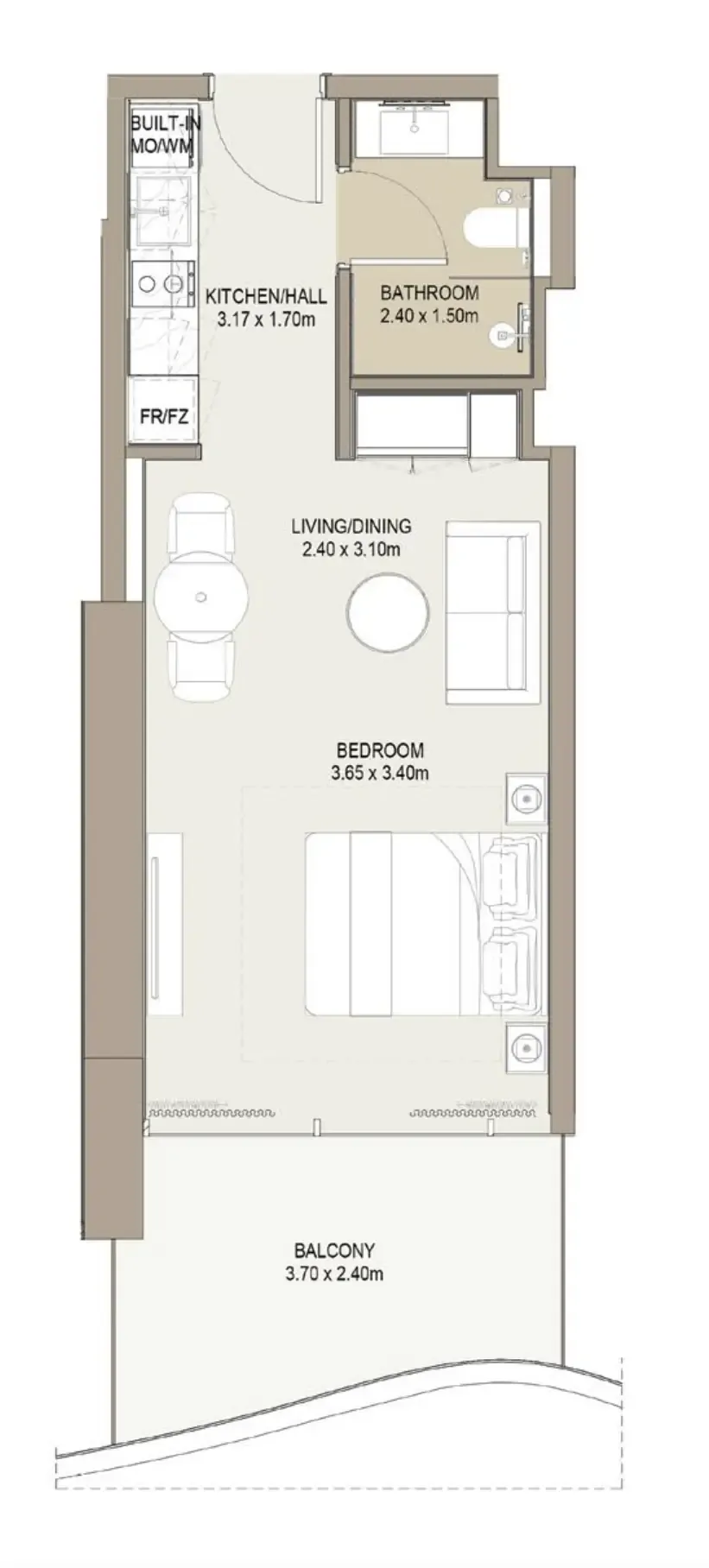 Laguna Residence Studio floor plan, 456 – 461 sqft