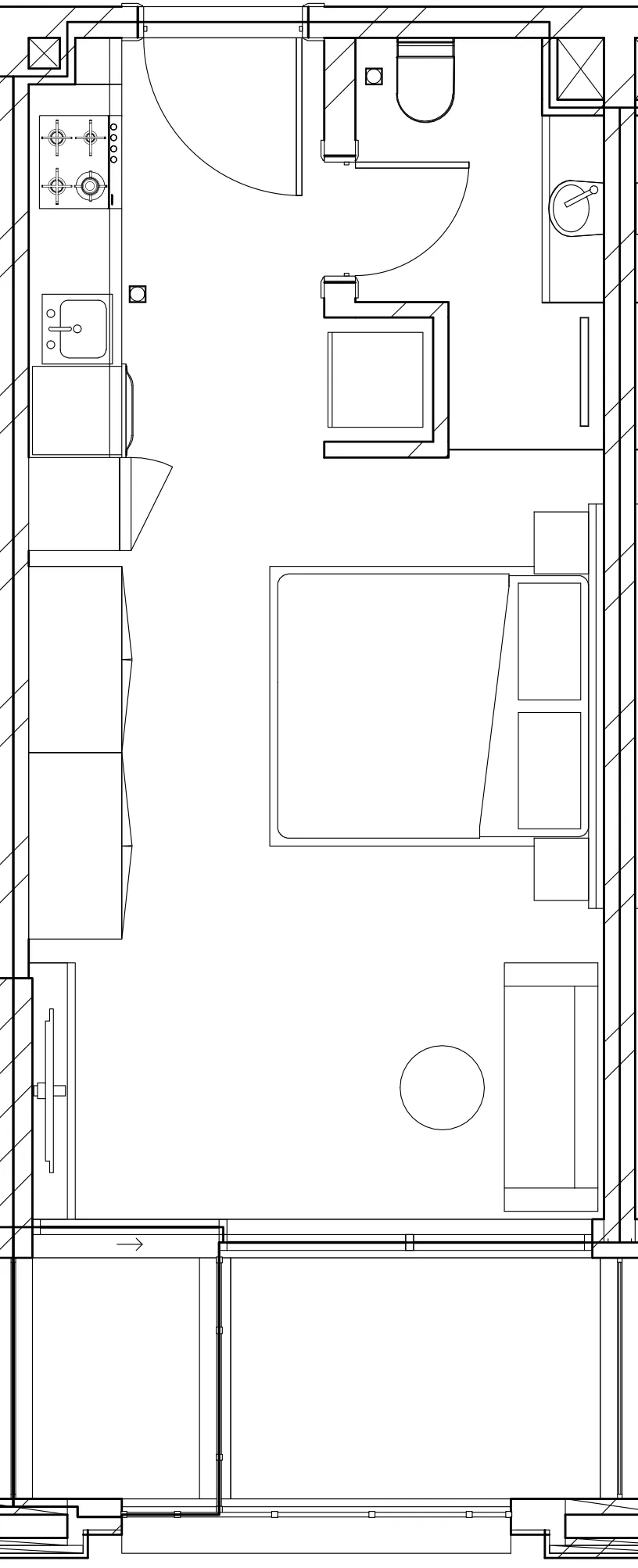 Berkeley Square Studio floor plan, 350 sqft