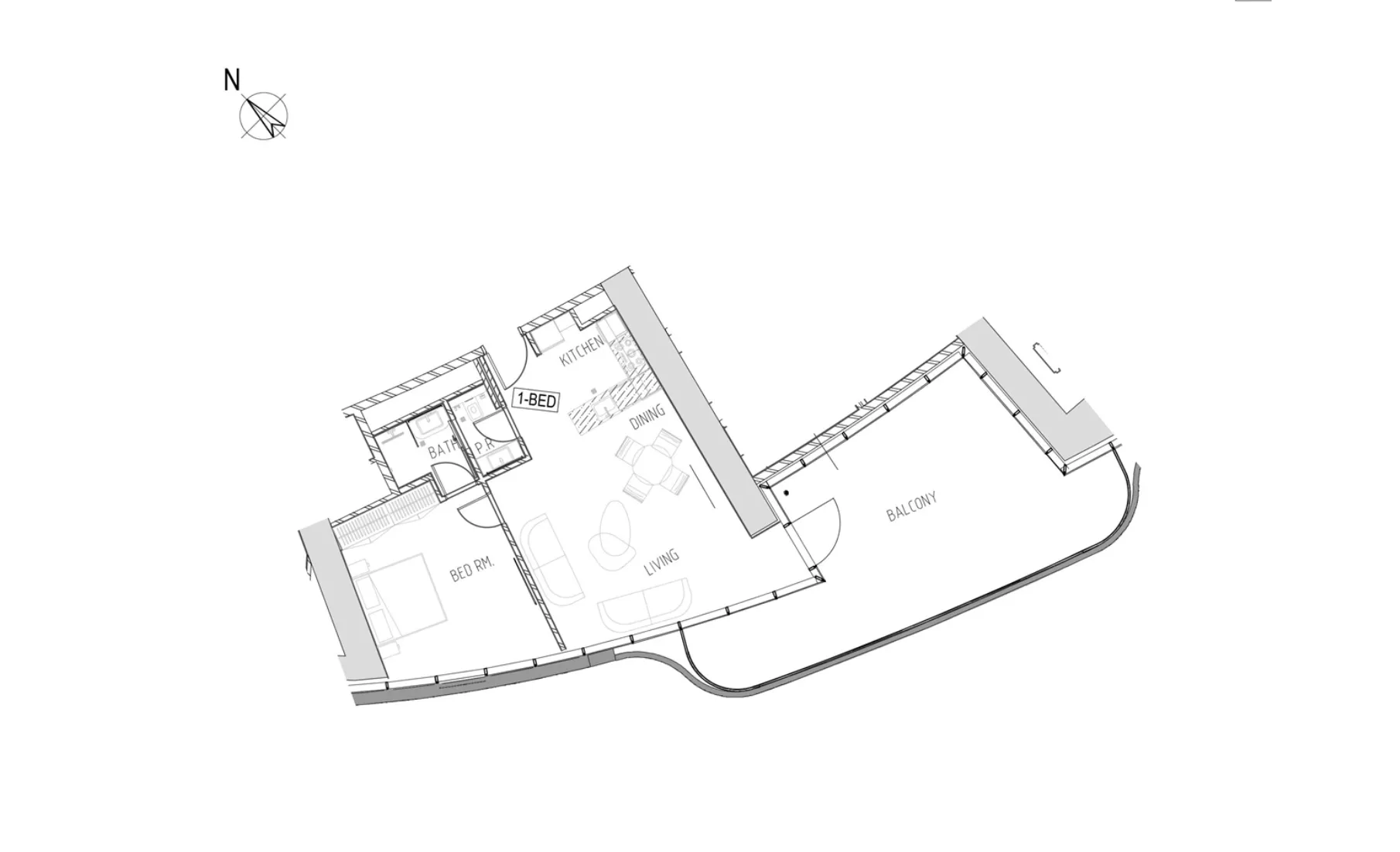 Damac Bay 1 bed floor plan, 1,304 sqft