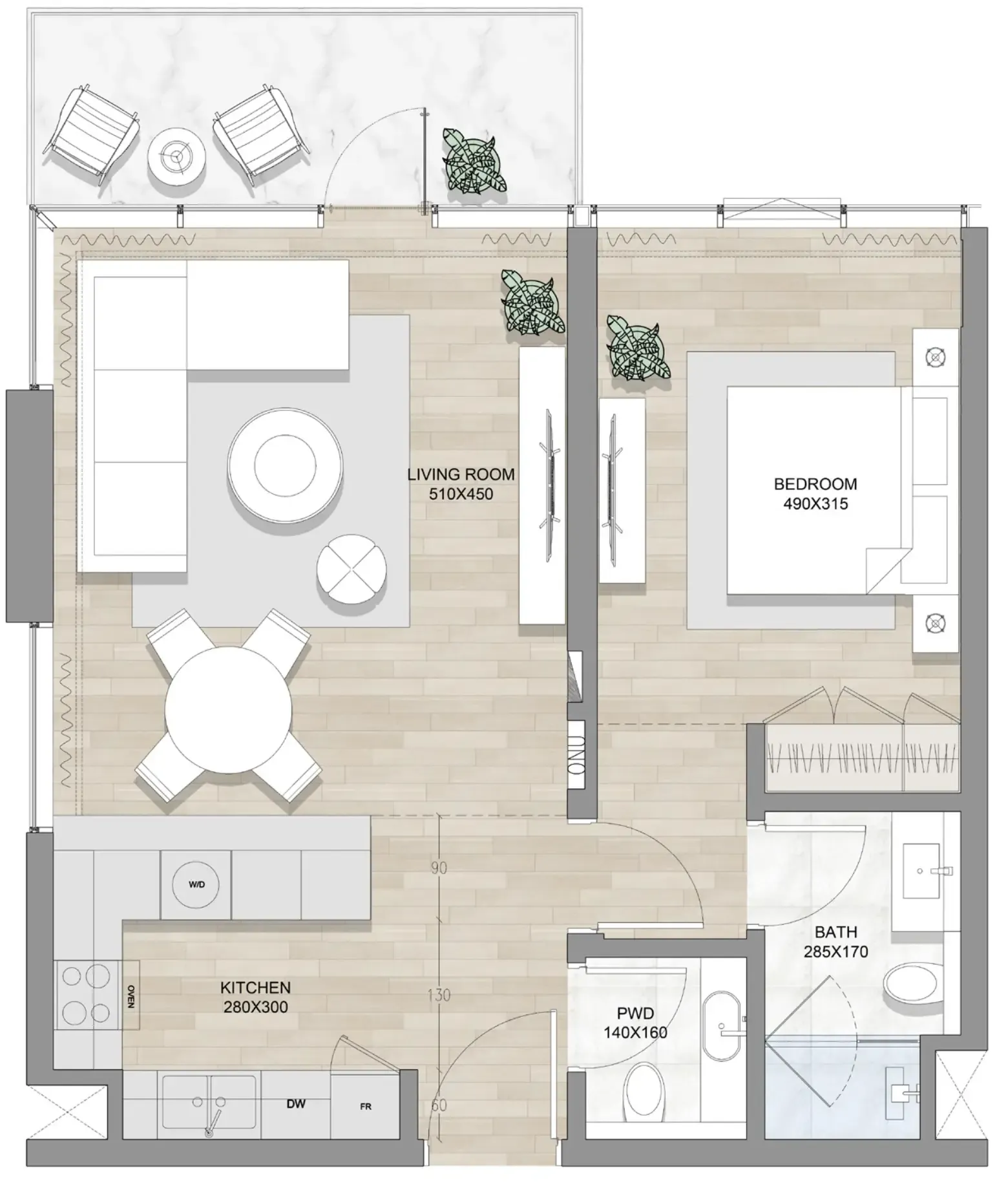 Skai Mina 1 bed floor plan, 1,143 – 1,473 sqft