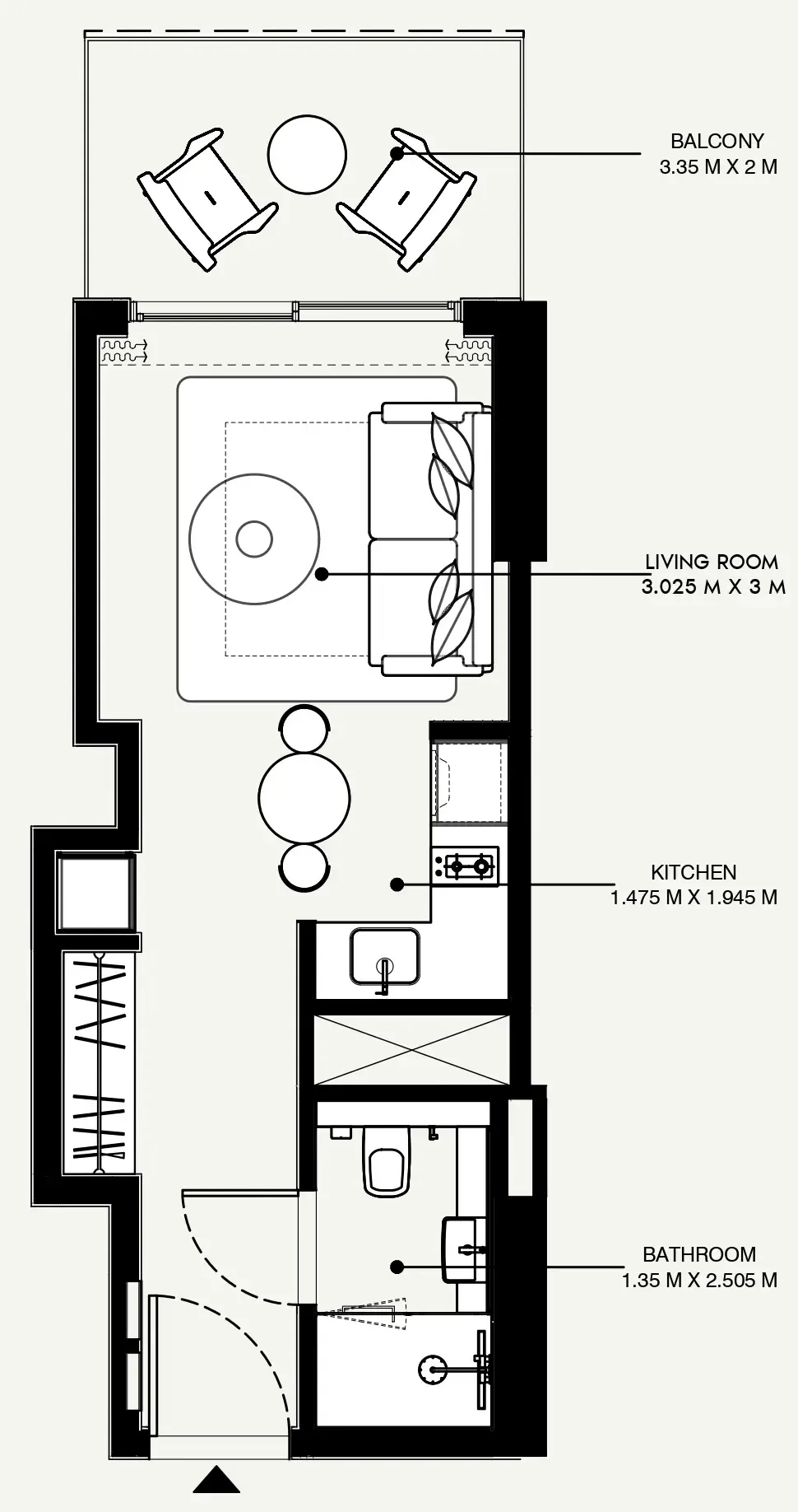 Azizi Venice Studio floor plan, 379 sqft