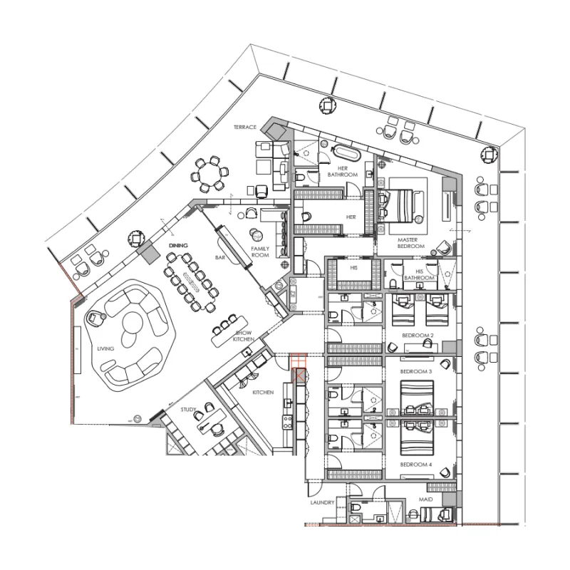 Four Seasons Private Residences DIFC 4 bed floor plan, 7,145 sqft