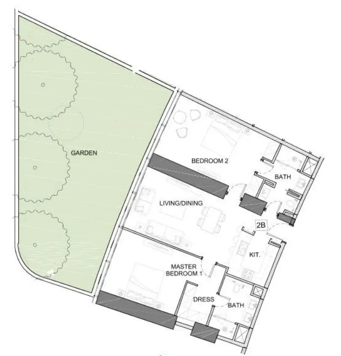 Safa One de Grisogono 2 bed floor plan, 2,171 sqft