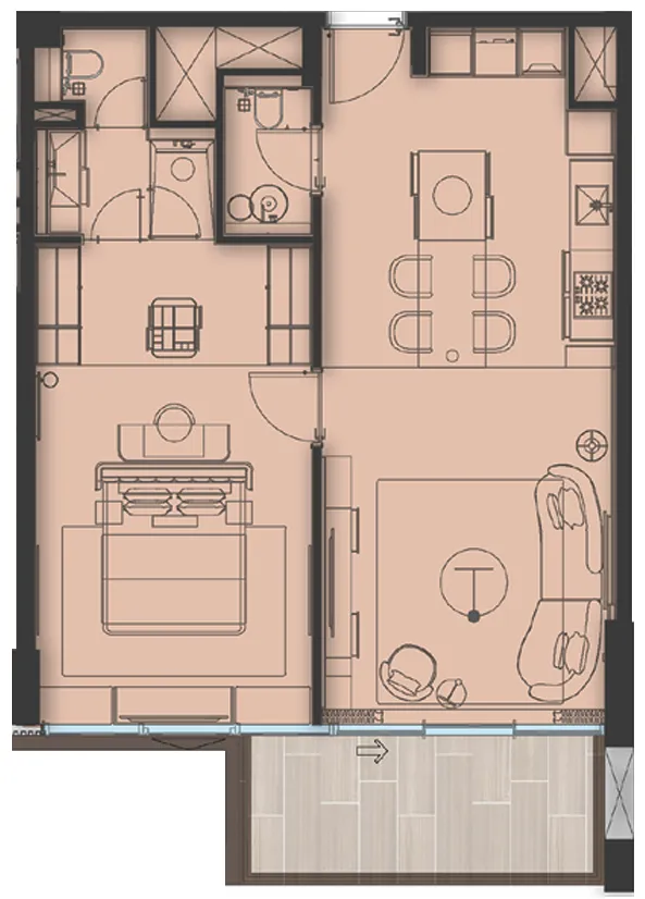 Sea Cliff by Imtiaz 1 bed floor plan, 890 sqft