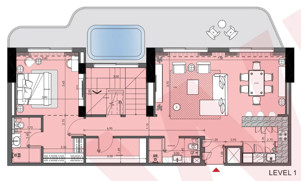 Azizi Wasel 3 bed floor plan, 2,756 sqft