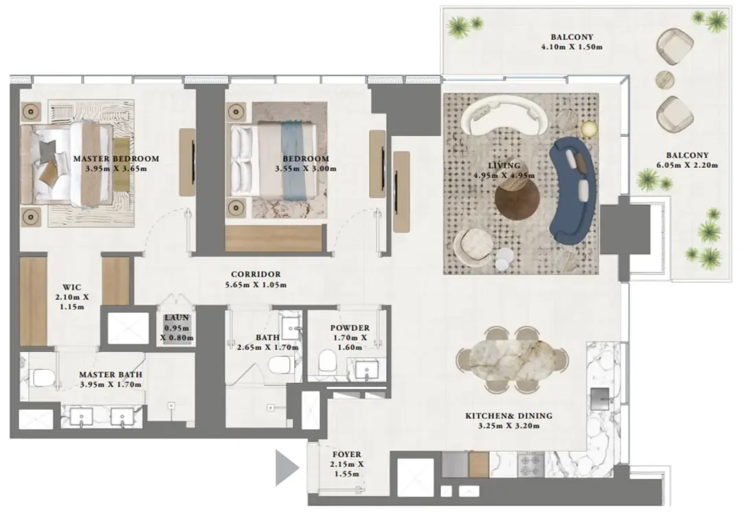 Altan 2 bed floor plan, 1,435 sqft