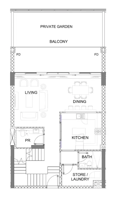 Golf Greens 2 bed floor plan, 2,596 sqft