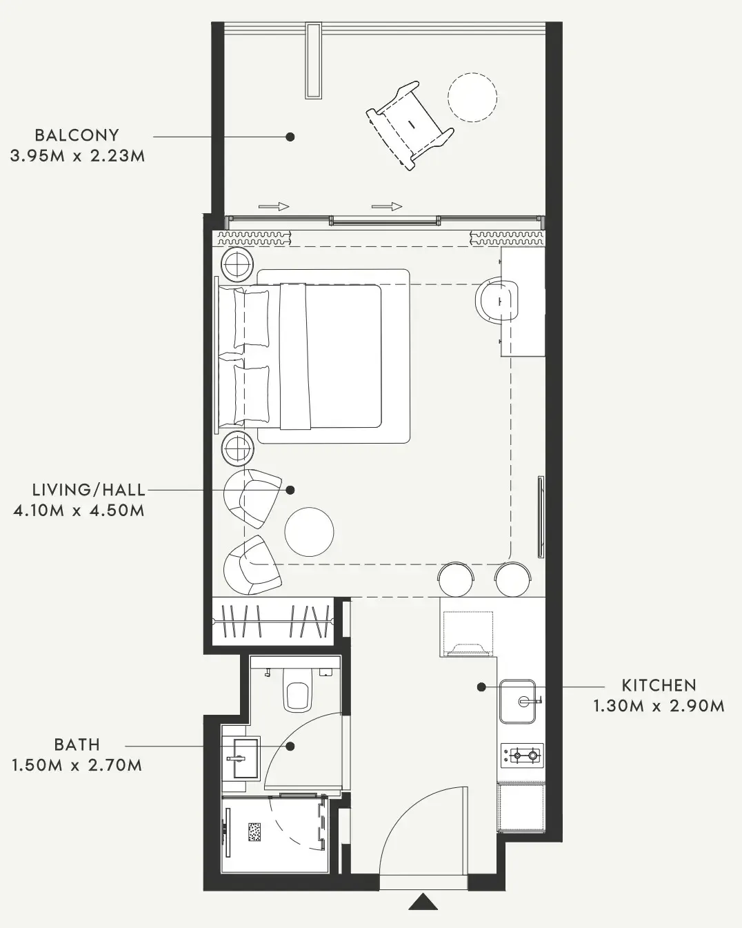 Riviera 55 Studio floor plan, 503 sqft