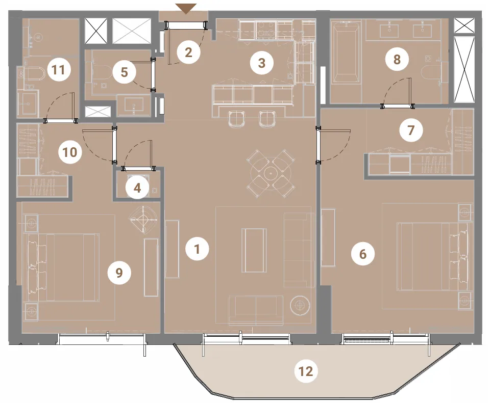 Takaya 2 bed floor plan, 1,266 sqft