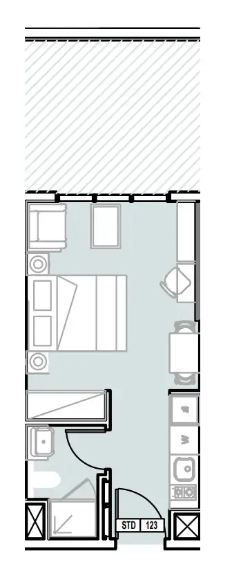 Verdana III Studio floor plan, 397 sqft