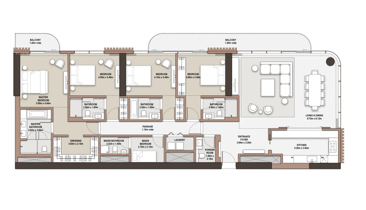 The Edit at d3 4 bed floor plan, 2,772 sqft