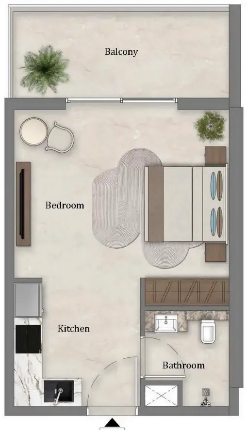 Mirari Lagoon by Zoya Studio floor plan, 438 sqft
