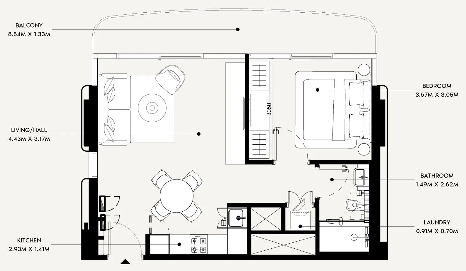 Azizi Leily 1 bed floor plan, 639 sqft