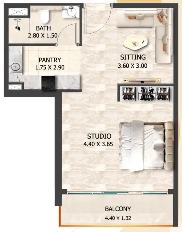 Crystal Tower by VHS Studio floor plan, 566 sqft