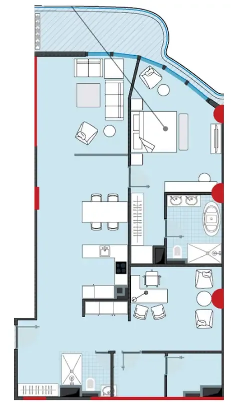 NEXT Coral 1 bed floor plan, 1,427 sqft