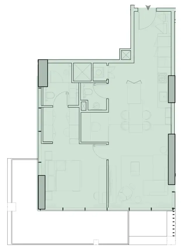 Wynwood Horizon 1 bed floor plan, 1,014 sqft